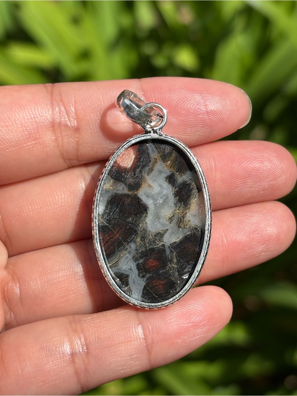 Artisan 925 Silver Plated Red Jasper Pendant ZZPD00014 - Picture 5 of 5